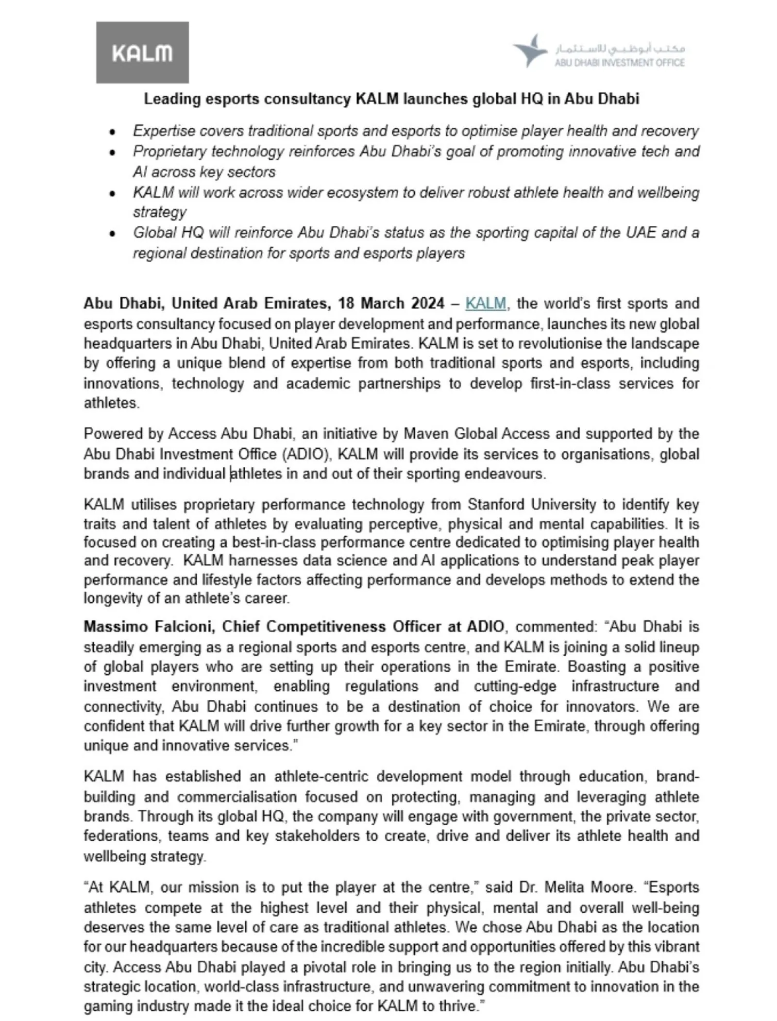 KALM press release (English)
